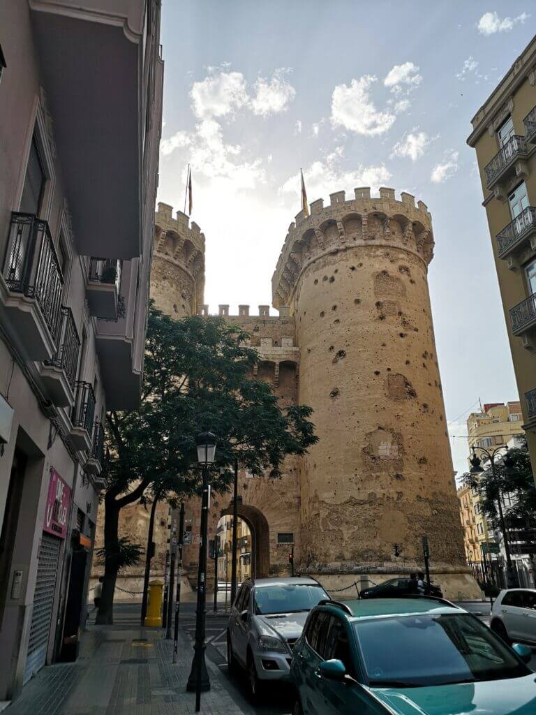 The view of the Quart Towers from the Extramurs (Botànic) neighborhood